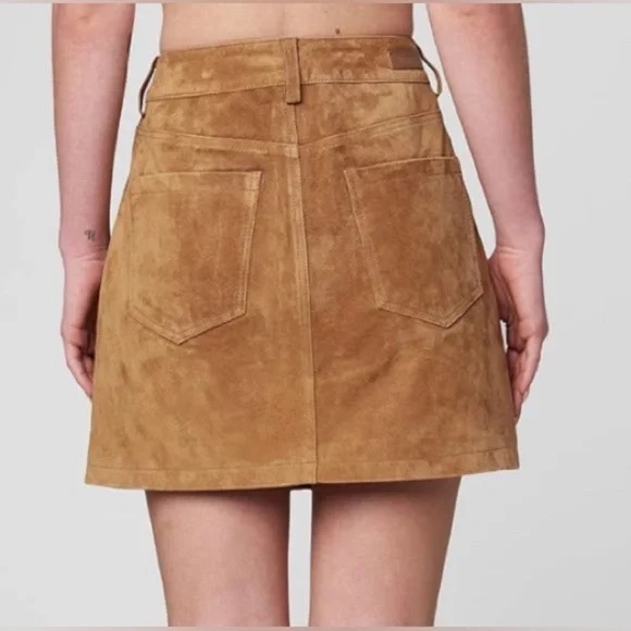 SALE! BLANKNYC 100% Leather Y2K Style Suede Mini Skirt in Pecan NWT - Picture 4 of 7